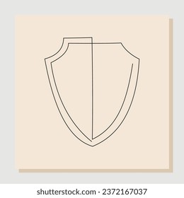 Continuous line drawing art of Shield protection. Vector illustration single one line of business guard defense and data safety or health care.