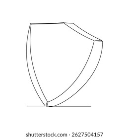 Linha contínua desenhando parte da proteção de Escudo. Ilustração vetorial esboço de uma única linha traço editável de defesa de proteção de negócios e segurança de dados ou assistência médica