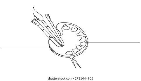 Continuous Line Drawing of Artist's Hand with Palette and Brushes,Continuous Line Art of Painting Tools,Continuous Line Art of Artist's Palette and Brushes,world art day