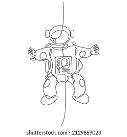 Continuous Line Drawing of Astronaut Minimalist Design on Space Travel