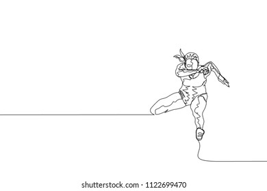 Continuous line drawing of athlete running. One line run sport vector illustration on white background