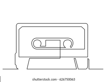 continuous line drawing of audio cassette