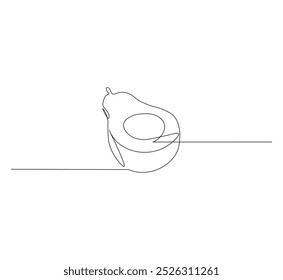 Continuous line drawing of avocado. Avocado fruit single line drawing vector design