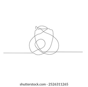 Continuous line drawing of avocado. Avocado fruit single line drawing vector design