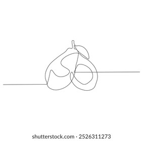 Continuous line drawing of avocado. Avocado fruit single line drawing vector design