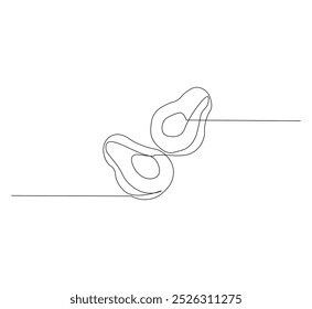 Continuous line drawing of avocado. Avocado fruit single line drawing vector design