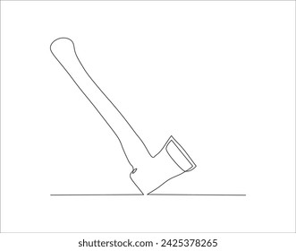 Endlose Strichzeichnung von Axt. Eine Axtlinie. Durchgezogene Linienkarte im Beil. Bearbeitbare Gliederung.