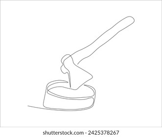 Continuous Line Drawing Of Axe. One Line Of Axe. Hatchet Continuous Line Art. Editable Outline.