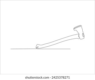 Continuous Line Drawing Of Axe. One Line Of Axe. Hatchet Continuous Line Art. Editable Outline.