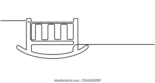 Desenho de Linha Contínuo do Ícone Baby Crib. Símbolo desenhado à mão Ilustração vetorial. berço de berço de bebê, berço de bebê para recém-nascidos uma arte de linha. Desenho de linha contínua da infância, segurança, proteção, berço