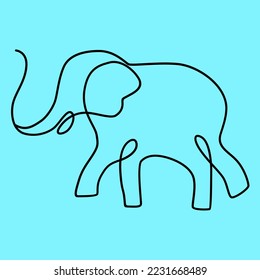 Continuous line drawing. Baby Elephant walking symbol. Logo of the elephant. Vector illustration art work
