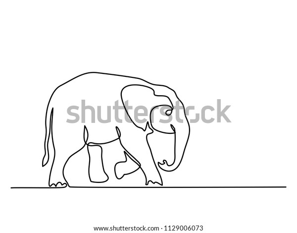 Continuous Line Drawing Baby Elephant Walking Stock Vector Royalty Free