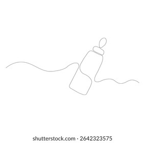 continuous line drawing of baby milk bottle.white background, Continuous one line drawing of baby milk bottle. Editable stroke.