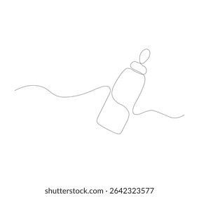 continuous line drawing of baby milk bottle.white background, Continuous one line drawing of baby milk bottle. Editable stroke.