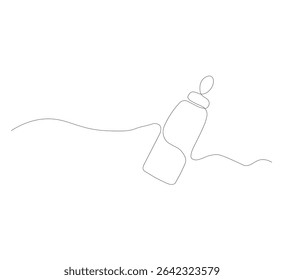 continuous line drawing of baby milk bottle.white background, Continuous one line drawing of baby milk bottle. Editable stroke.