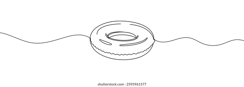 continuous line drawing of baby swimming ring. one line drawing. vector illustration isolated white background.