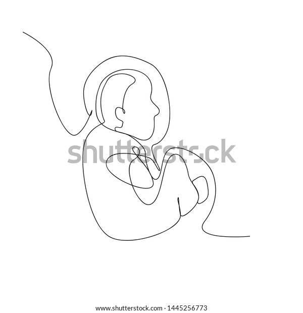 Continuous Line Drawing Baby Womb Isolated Stock Vector (Royalty Free ...