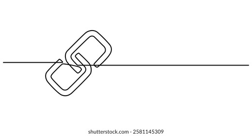 Continuous Line Drawing of Backlinks Icon. Hand Drawn Symbol Vector Illustration, Single continuous line art blockchain link silhouette. Hyperlink sigh modern international communication security bank