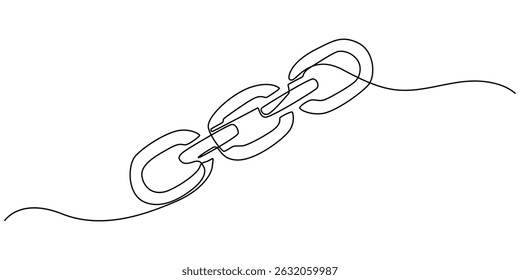 Dibujo de línea continua del icono de backlinks. Ilustración vectorial de símbolo dibujado a mano, Backlinks Single Line Icon, dibujo de símbolo de cadena, adorno de banda de cadena, decoración, elemento de diseño, bosquejo, cadena, metal
