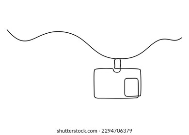 Continuous line drawing badges id cards holders isolated on white background. Vector illustration