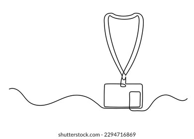 Continuous line drawing badges id cards holders isolated on white background. Vector illustration