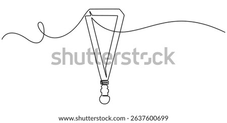Continuous line drawing badges id cards holders isolated on white background. Vector illustration, man shows her badge, which hangs around his neck - one line drawing. concept correspondent with badge