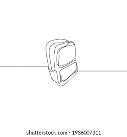 Continuous line drawing of bag icon, one line sign, single object, vector illustration