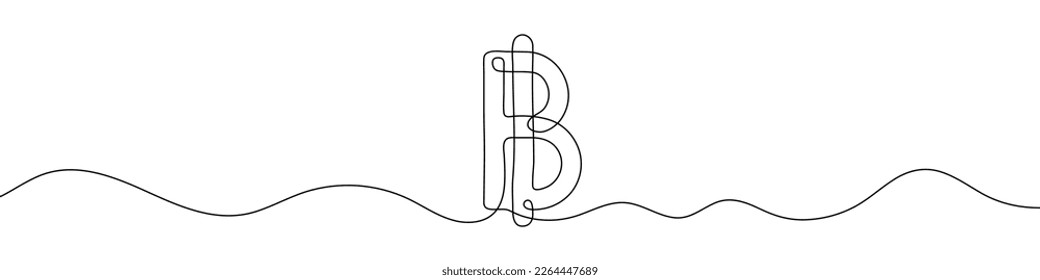 Kontinuierliche Zeichnung des Baht Währungszeichens. Linie Kunst des thailändischen Baht Währungssymbol. Vektorgrafik.