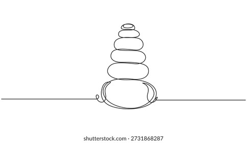 Continuous Line Drawing of Balanced Zen Stones,Pebbles in one continuous line drawing.Zen Stone Cairn Continuous Line Drawing,Balanced Stone Cairn in Continuous Line Art