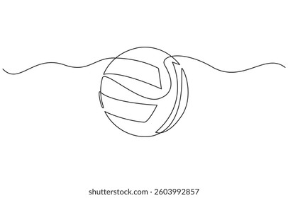 Continuous line drawing of ball. Volley ball one line art, Volleyball line icon design, Volley Ball, Volleyball icon in thin line style.