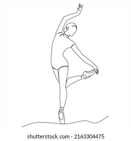 Continuous line drawing. Ballerina ballet dancer. Vector illustration