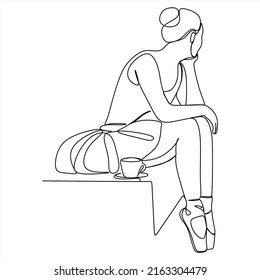 Continuous line drawing. Ballerina ballet dancer. Vector illustration