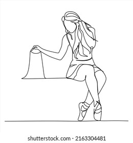 Continuous line drawing. Ballerina ballet dancer. Vector illustration