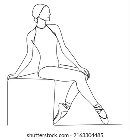 Continuous line drawing. Ballerina ballet dancer. Vector illustration