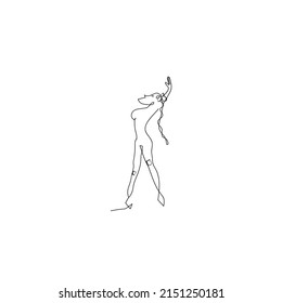 Continuous line drawing. ballet dancer in mask. Illustration icon vector