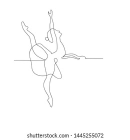 continuous line drawing of ballet. isolated sketch drawing of ballet line concept. outline thin stroke vector illustration