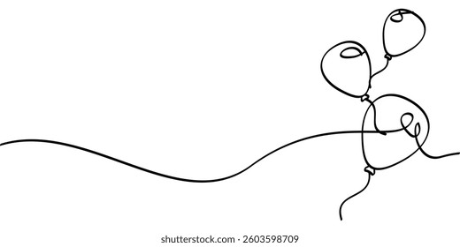 continuous line drawing of balloon symbol. abstract line art illustration