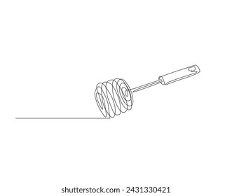 Continuous Line Drawing Of Balloon Whisk. One Line Of Kitchen Tool Ballon Whisk. Whisk Continuous Line Art. Editable Outline.