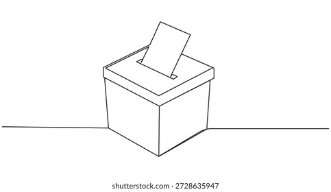 Desenho de Linha Contínuo de uma Urna para Votação,Desenho de Linha Contínuo de uma Urna para Votação e Eleições,Urna com Arte de Linha de Votação,Desenho de Linha Contínuo de uma Urna com Votação