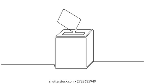 Desenho de Linha Contínuo de uma Urna para Votação,Desenho de Linha Contínuo de uma Urna para Votação e Eleições,Urna com Arte de Linha de Votação,Desenho de Linha Contínuo de uma Urna com Votação