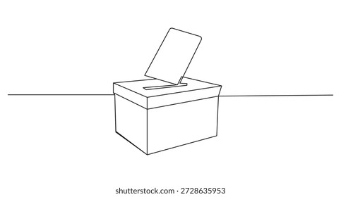 Desenho de Linha Contínuo de uma Urna para Votação,Desenho de Linha Contínuo de uma Urna para Votação e Eleições,Urna com Arte de Linha de Votação,Desenho de Linha Contínuo de uma Urna com Votação