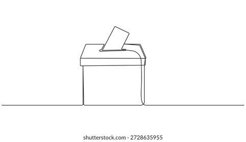 Desenho de Linha Contínuo de uma Urna para Votação,Desenho de Linha Contínuo de uma Urna para Votação e Eleições,Urna com Arte de Linha de Votação,Desenho de Linha Contínuo de uma Urna com Votação