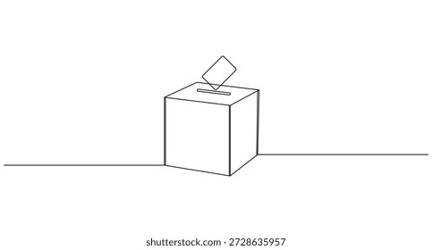 Desenho de Linha Contínuo de uma Urna para Votação,Desenho de Linha Contínuo de uma Urna para Votação e Eleições,Urna com Arte de Linha de Votação,Desenho de Linha Contínuo de uma Urna com Votação