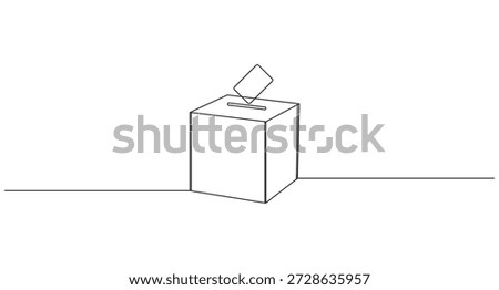 Continuous Line Drawing of a Ballot Box for Voting,Continuous Line Drawing of a Ballot Box for Voting and Elections,Ballot Box with Vote Line Art,Continuous Line Drawing of a Ballot Box with Vote