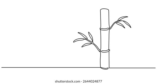 Continuous line drawing of bamboo trees, continuous one line art of a bamboo tree. vector illustration with transparent background, Fresh evergreen perennial flowering plant concept for plant icon. 