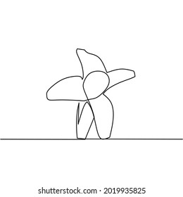 Continuous line drawing of banana, fruit design, object one line, single line art, vector illustration