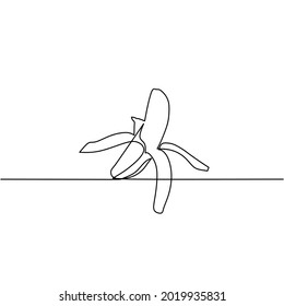 Continuous line drawing of banana, fruit design, object one line, single line art, vector illustration