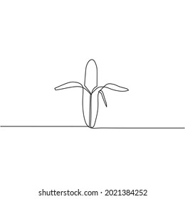 Continuous line drawing of banana, fruit design, food template, object one line, single line art, vector illustration