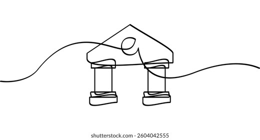 continuous line drawing of bank building symbol. abstract line art illustration