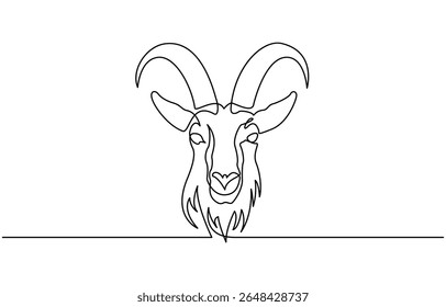 Continuous Line Drawing Banner with Editable Stroke with Antelope hed ,Reindeer Sitting Continuous LineContinuous Line Drawing Vector Illustration.